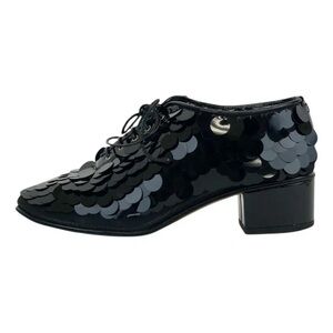 New CHANEL Mesh Sequin Paillette Oxford Loafers 38